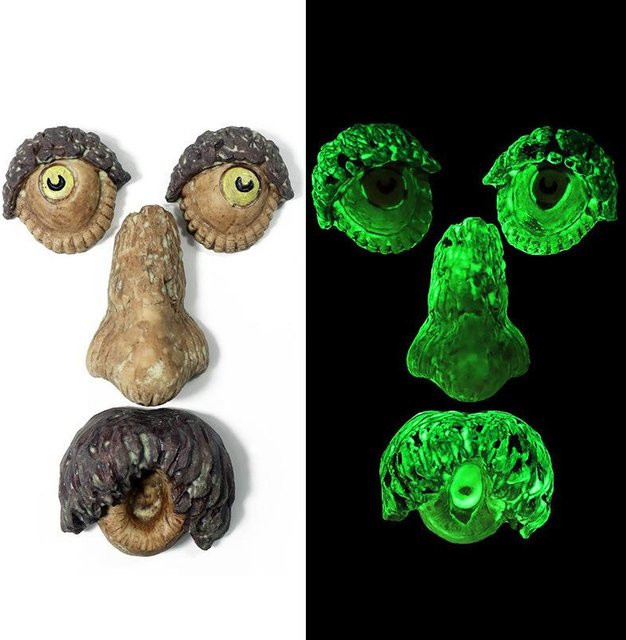 Leil WW Lustige Baumgesicht Skulptur für den Garten, Braune Outdoor Dekoration aus Kunststoff - Bild 1