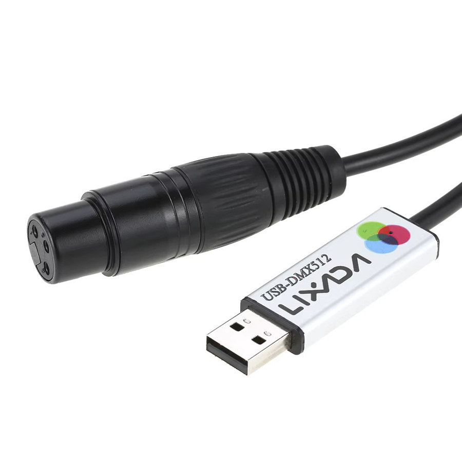 Lixada USB-zu-DMX512 Schnittstellenadapter für LED Bühnenbeleuchtung in Schwarz - Bild 2
