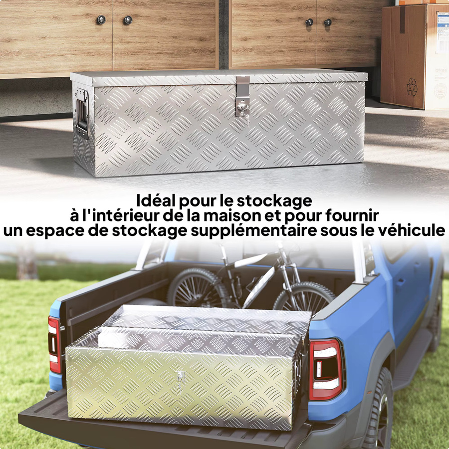 Svintora Aluminium-Werkzeugbox in Silber, wasserdichte und abschließbare Werkzeugkiste mit Griff für LKW, Anhänger und Garage, B/T/H: 76,0 x 33,0 x 25,0 cm - Bild 4