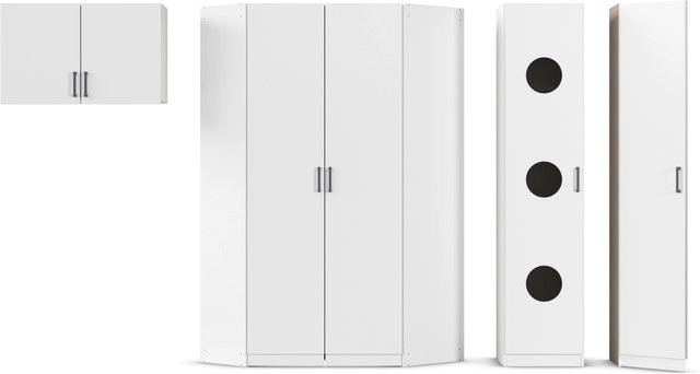 RAUCH ORANGE Allrounder Grundelement Wäscheschrank 1-türig mit Eckschrank, Hängeschrank und Auszugstisch in Alpinweiß - Bild 1