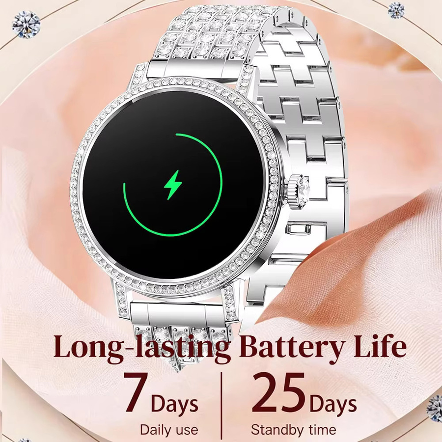 Rislnquord Smartwatch, Bluetooth, Silikon, Silber, Damen - Bild 3