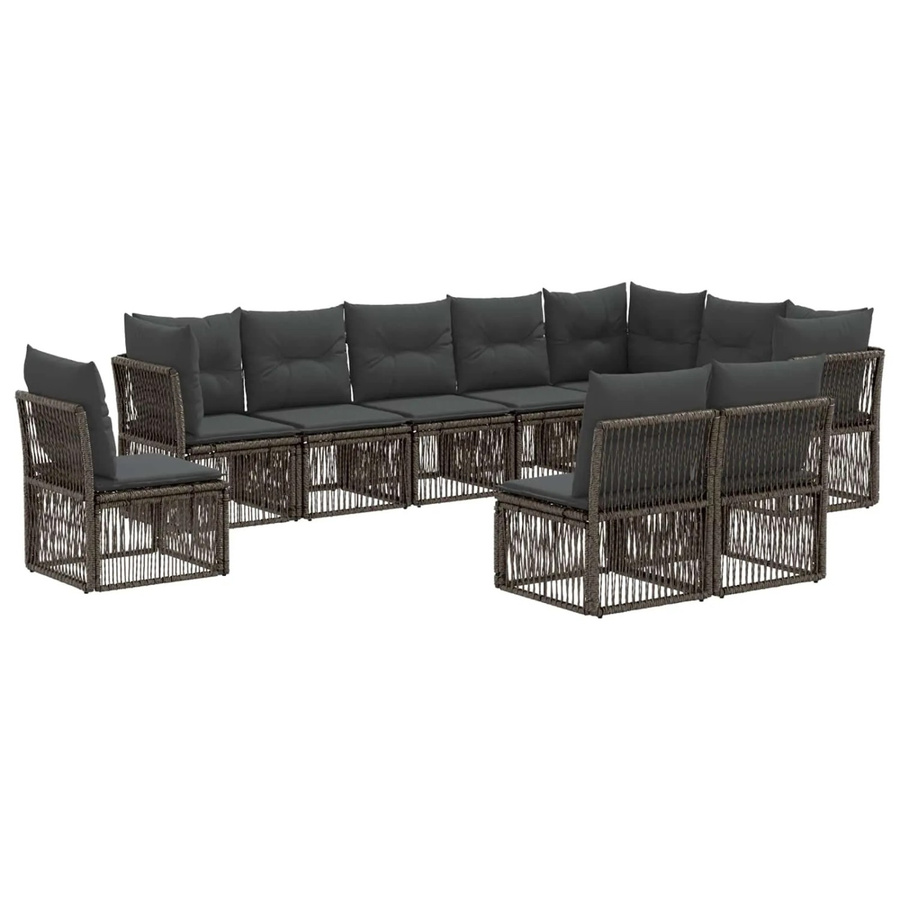 vidaXL Gartensofa-Set 10-teilig in Grau aus Poly-Rattan mit Polsterung und L-Form für Garten und Terrasse - Bild 2