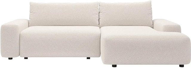 Vente-unique Schlafsofa Daviso Ecksofa in Cremefarben mit meliertem Stoff und Schlaffunktion - Bild 1