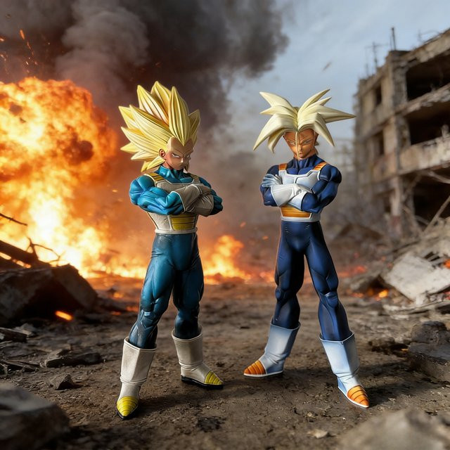 Bandai Dragon Ball Z Ssj3 Vegeta Trunks Figur, Actionfiguren - Bild 1