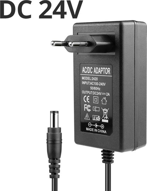 Schwarzes Netzteil als Gleichstrom-Transformator für LED-Licht und Neon Cob Strip, 24V, 48W (2A), 85V-265V Wechselstrom - Bild 1