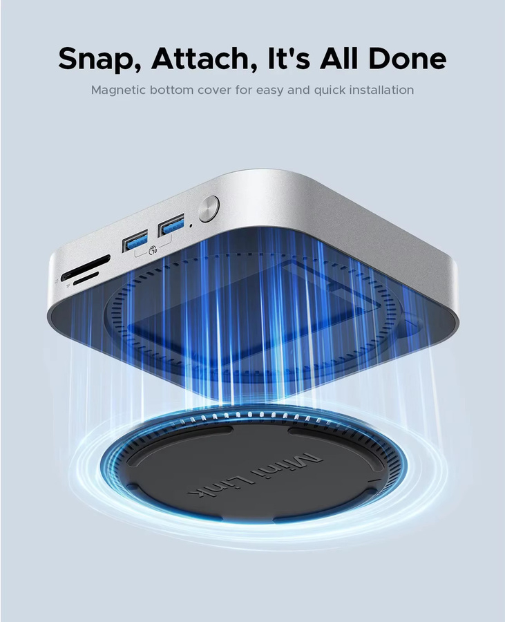 ORICO MiniLink Typ-C Festplattengehäuse und Docking-Station mit USB4-Übertragung und SD/TF4.0 Slot in Silber, optimiert für Mac mini M4 - Bild 3