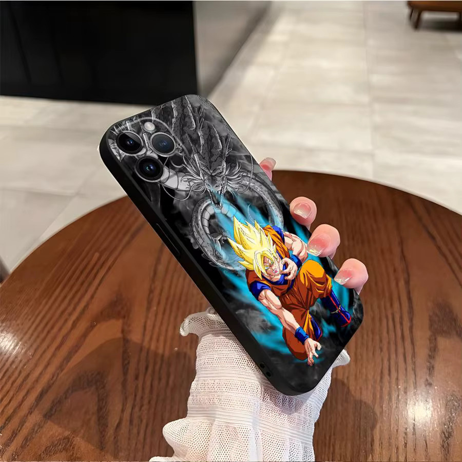 Schwarze weiche Handyhülle mit Dragon Ball Anime Design für iPhone Modelle - Bild 2