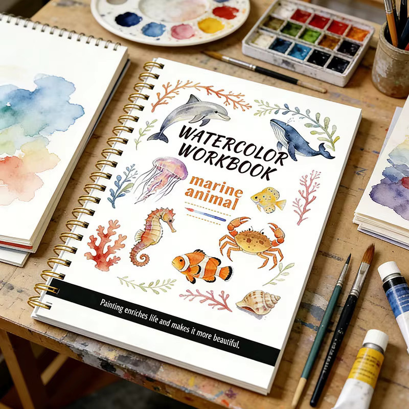 Premium Aquarell-Anfänger-Arbeitsbuch mit 14 Skizzen und 2 Farbmischungshandbüchern aus Holzpulp-Aquarellpapier 200 g/m², Mehrfarbig - Bild 2