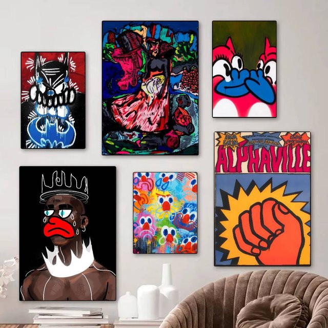 Abstrakte Kunst O-Olaolu S-SSlawn Klassische Vintage-Poster als Retro-Wandkunst in Mehrfarbig, Rechteckig - Bild 1