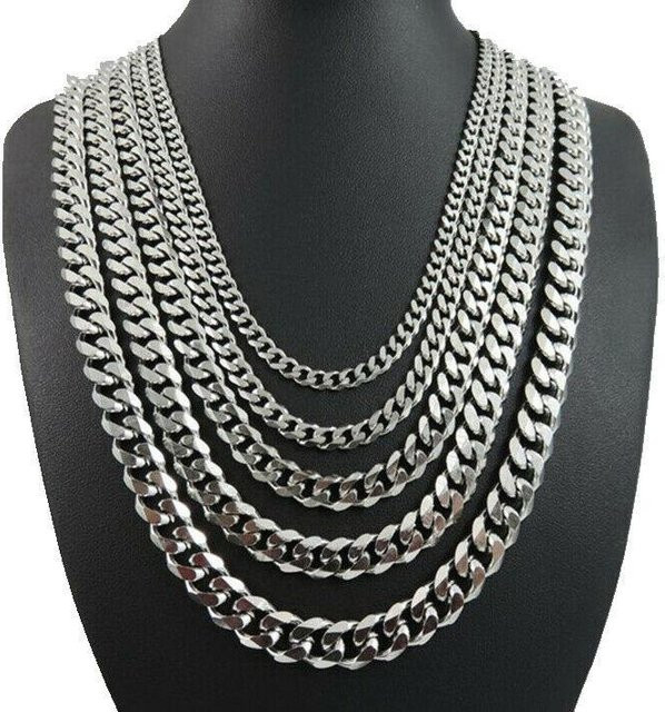 Wucifang Jewelry Herrenhalskette Miami Cuban Edelstahl, gray, 3-10mm - Bild 1
