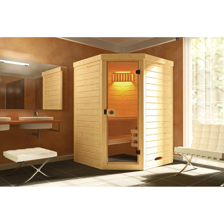 WEKA Massivholz-Elementsauna Laukkala 1 aus Fichtenholz in Braun, H x B x T: 144 x 200 x 144 cm - Bild 2
