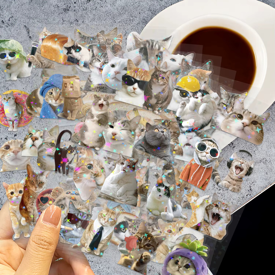 Bandai Katzen-MEME-Aufkleber, 8-teiliges Set, Tiere, Bunt / Mehrfarbig - Bild 3