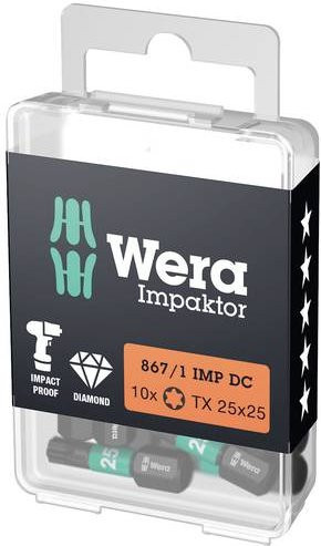 Wera Impaktor Torx Bit T 20 mit 6,3 mm Sechskant Aufnahme im 10er Set - Bild 1