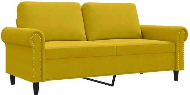 vidaXL 2-Sitzer-Sofa in Gelb mit Samtbezug und Metallrahmen, Modernes Design - Bild 1