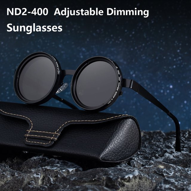 Julyrays Sonnenbrille, Rund, Vollrand, Edelstahl, Schwarz, Unisex - Bild 1