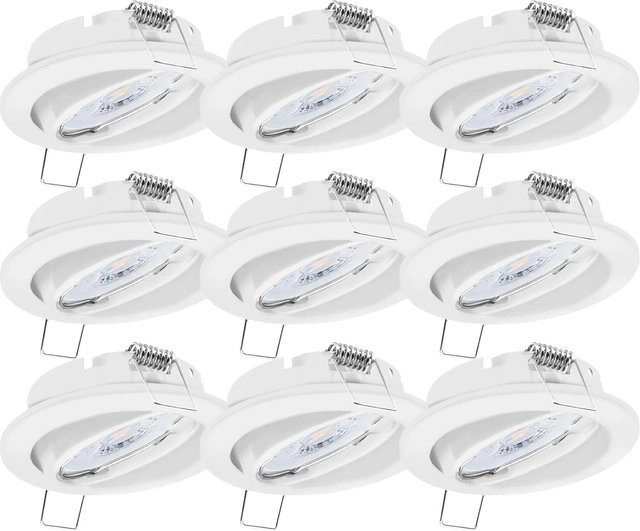 Oktaplex 9er Set Einbauleuchten Dijon schwenkbar in Weiß mit LED Modul Warmweiß 1,9W 345lm - Bild 1