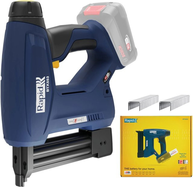 Rapid Akku-Tacker BTX553 18 V in Blau mit LCD-Anzeige, LED-Frontarbeitslicht und 6-stufiger Eintreibkraft ohne Akku - Bild 1