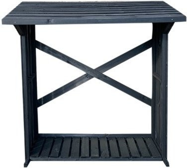 Intergard Kaminholzregal mit Gitter aus Kiefernholz in Schwarz, B/T/H: 180 x 70 x 180 cm - Bild 1