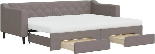vidaXL Ausziehbares Tagesbett mit Schubladen in Taupe mit Polsterung und Schlaffunktion B/T/H: 200 x 80 x 67 cm - Bild 1