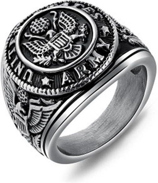 Yiran Jewelry Militärring Herren, Edelstahl, Gold, US Army Ring - Bild 1
