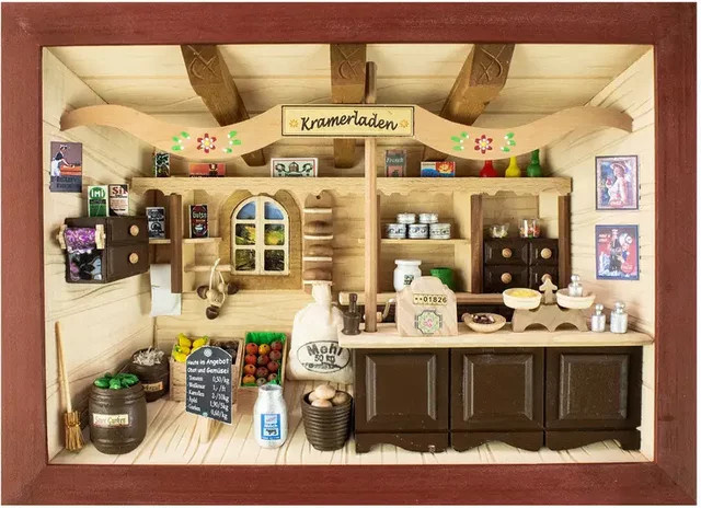 3D-Holzbild Kramerladen Dorsch in Mehrfarben, Wandbild im rustikalen Stil, Breite: 30,0 cm, Höhe: 22,0 cm, Tiefe: 30,0 cm - Bild 1