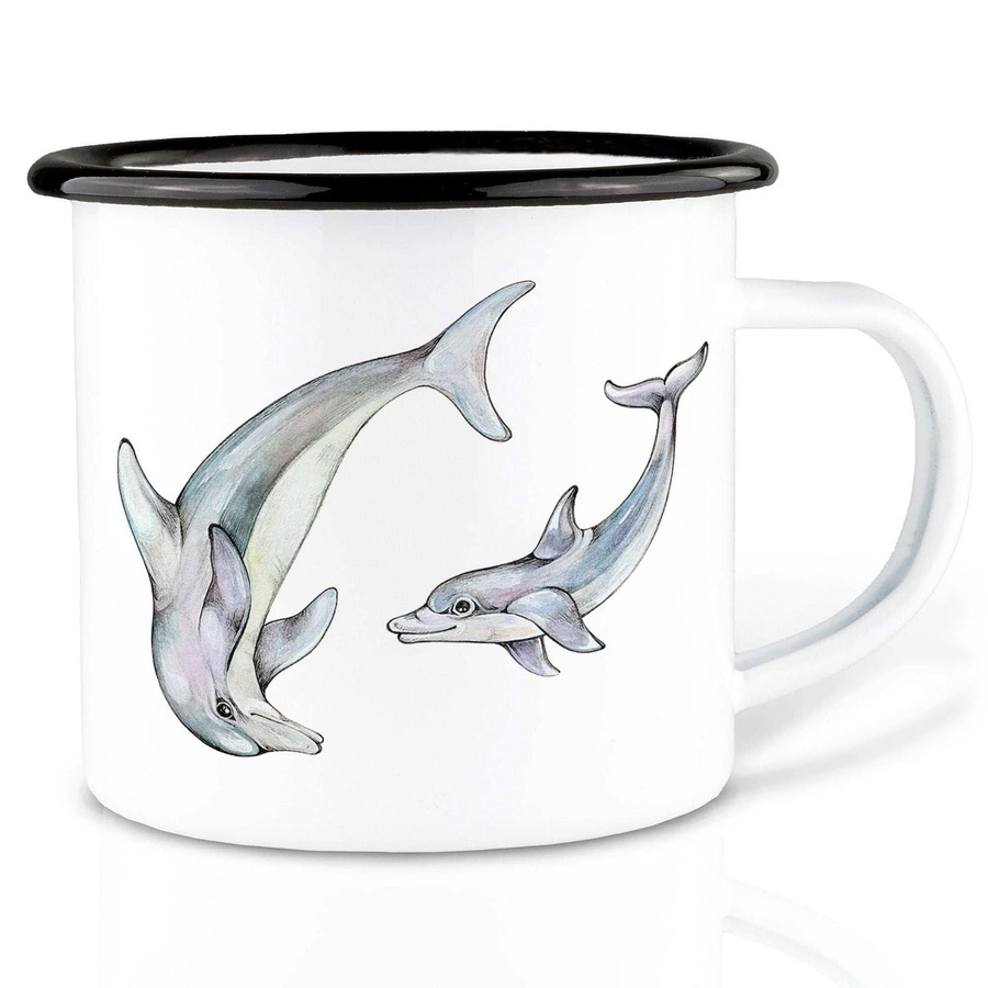 Ligarti Handgefertigte Emaille-Tasse Delfin 300ml - Bild 1