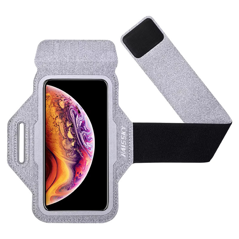 HAISSKY Ultradünnes Laufsportarmband für iPhone 17 16 15 14 13 12 11 Pro Max 15 Plus 17 Air 16E Fitnessgürtel Armtasche in Schwarz oder Grau - Bild 6