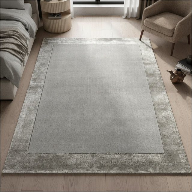Handgewebter Wollteppich TYNE von Kadima Design in Silber, B: 160 cm, T: 230 cm - Bild 1