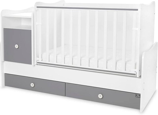 Lorelli Babybett Trend Plus mit Schreibtisch, Schubladen und Kommode, Farbe: weiß/dunkelgrau, B/T/H: 70 x 160 cm - Bild 1