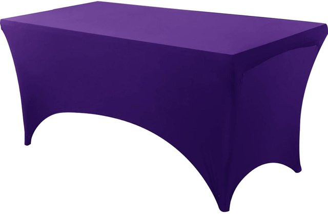 Dehnbare Spandex-Tischdecke für Veranstaltungen in Dunkelviolett, rechteckig, B/T/H: 183 x 76 x 76 cm - Bild 1