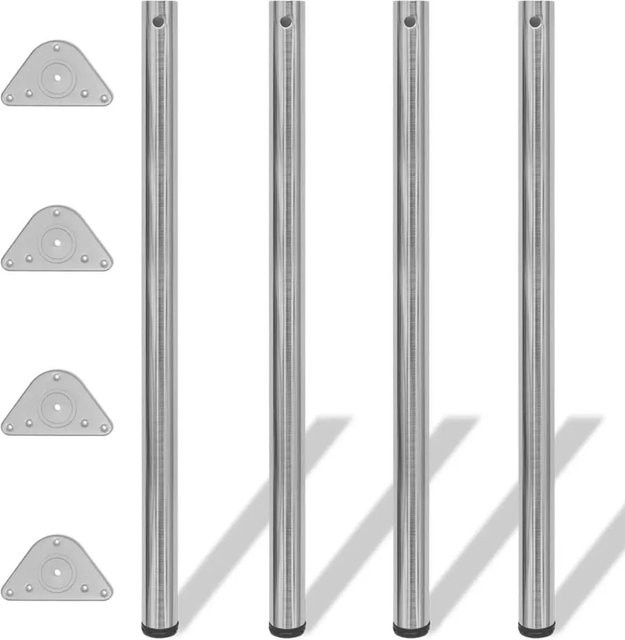 vidaXL 4 höhenverstellbare Tischbeine aus Stahl in Nickel Gebürstet, Höhe: 1100 mm - Bild 1