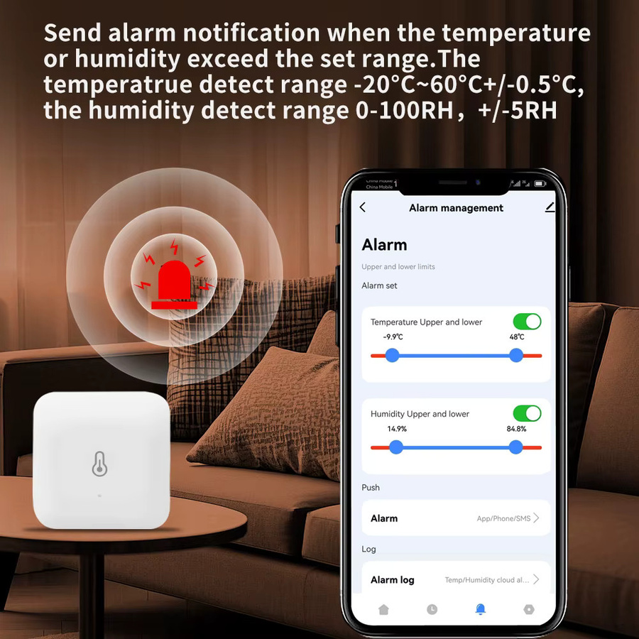 Lincukoo Tuya ZigBee Tiny Temperatur- und Feuchtigkeitssensor mit Hoch- und Niedertemperaturalarm in Weiß, kompatibel mit Smart Life - Bild 2