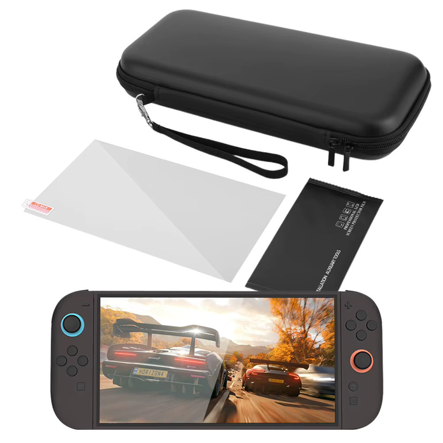 Nintendo Switch 2 Zubehör Set mit schwarzer PU-Tragetasche und kratzfestem Displayschutzfolie - Bild 4