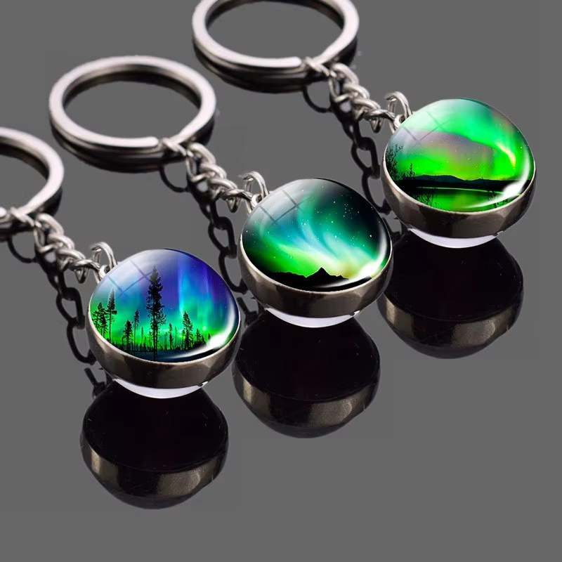 Schlüsselanhänger Glaskugel, Nordlichter Antarktis, Unisex - Bild 2