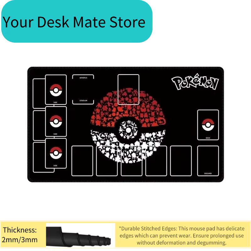 Potdemiel Pokemon Black Starter Pokemon Silhouette Spielmatte, rutschfestes Gaming-Mauspad in Schwarz - Bild 2