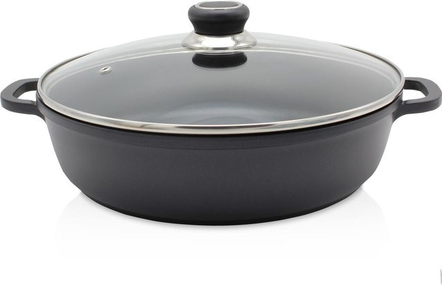 Karl Krüger Aluguss Servierpfanne Delta rund mit Glasdeckel, Schwarz, Durchmesser: 28 cm - Bild 1