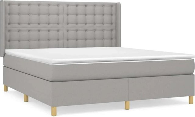 vidaXL Boxspringbett Hybrid mit Matratze und Kopfteil, Hellgrau, B: 160 cm, T: 200 cm - Bild 1
