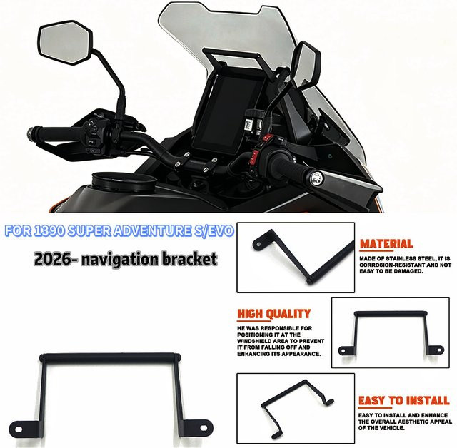 iPhone Navigationshalterung und GPS-Plattenhalter für 1390 SUPER ADVENTURE S/EVO 2026 in Schwarz - Bild 1