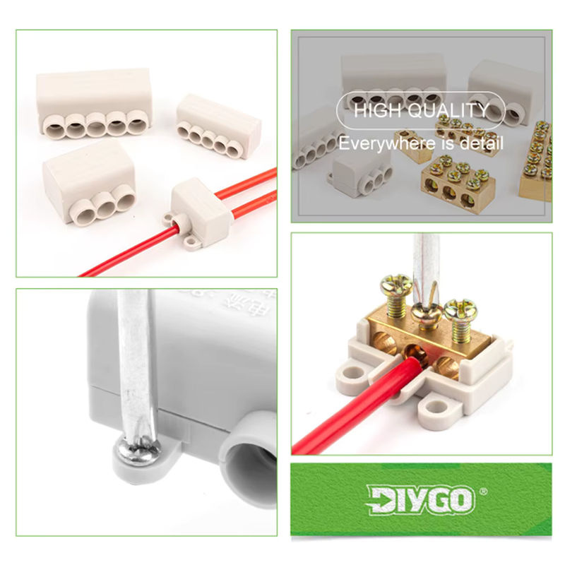 DIY GO Hochleistungs-Drahtverbinder Schraubverdrahtungsklemmenblock in Weiß für Kabelspleißen mit 1 Eingang und mehreren Ausgängen (60 A/400 V, 1–6 mm2 und 80 A/1000 V, 2,5–16 mm2) - Bild 2