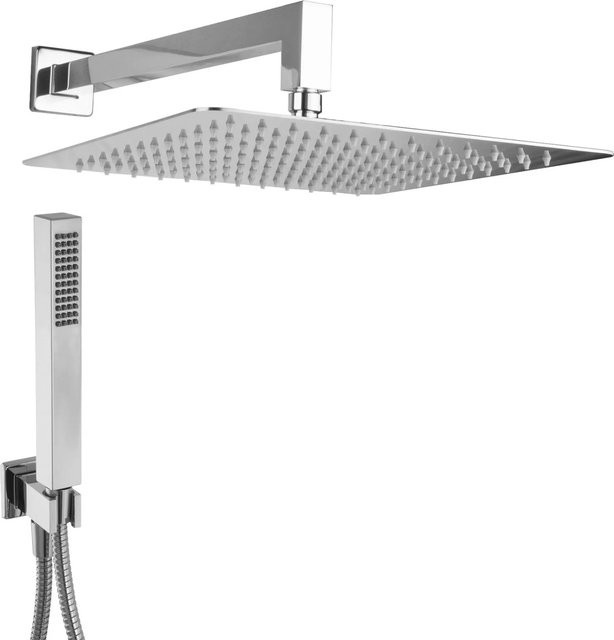 PaulGurkes Unterputz Duschsystem Eckig in Chrom mit Kopfbrause und Handbrause - Bild 1