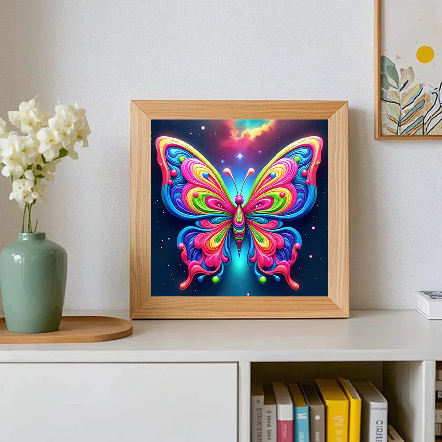 AZQSD 5D-Diamantgemälde Set mit buntem abstrakten Schmetterling auf Leinwand, funkelndes Strass-Kunst-Set mit runden Diamanten für die Wandgestaltung, Farbe: Multicolour - Bild 3