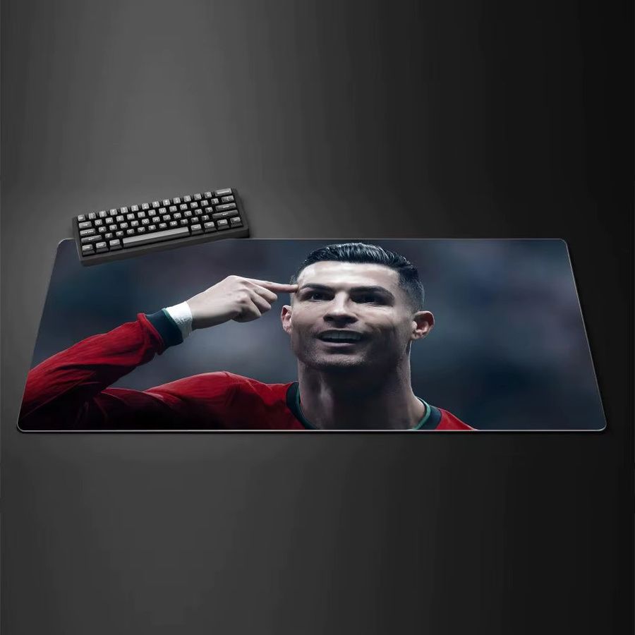 Hot Team R-rONALDO C Gaming-Mauspad LockEdge in Schwarz/Mehrfarbig, große verdickte Tischunterlage für Computer und Tastatur - Bild 2