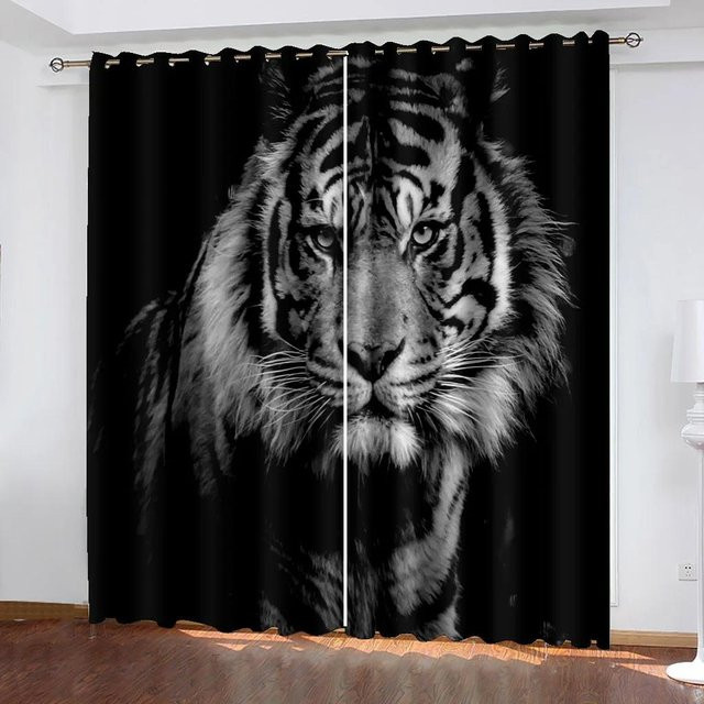 Verdunkelungsvorhang mit Tierprint von Yiran Furniture in Schwarz, Breite: 55 cm, Höhe: 120 cm - Bild 1