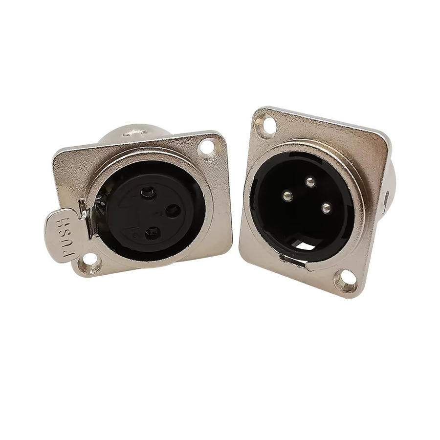 10er Set XLR 3-Pin Audio Stecker und Buchsen aus Metall für Mikrofon-Panel in Silber - Bild 2