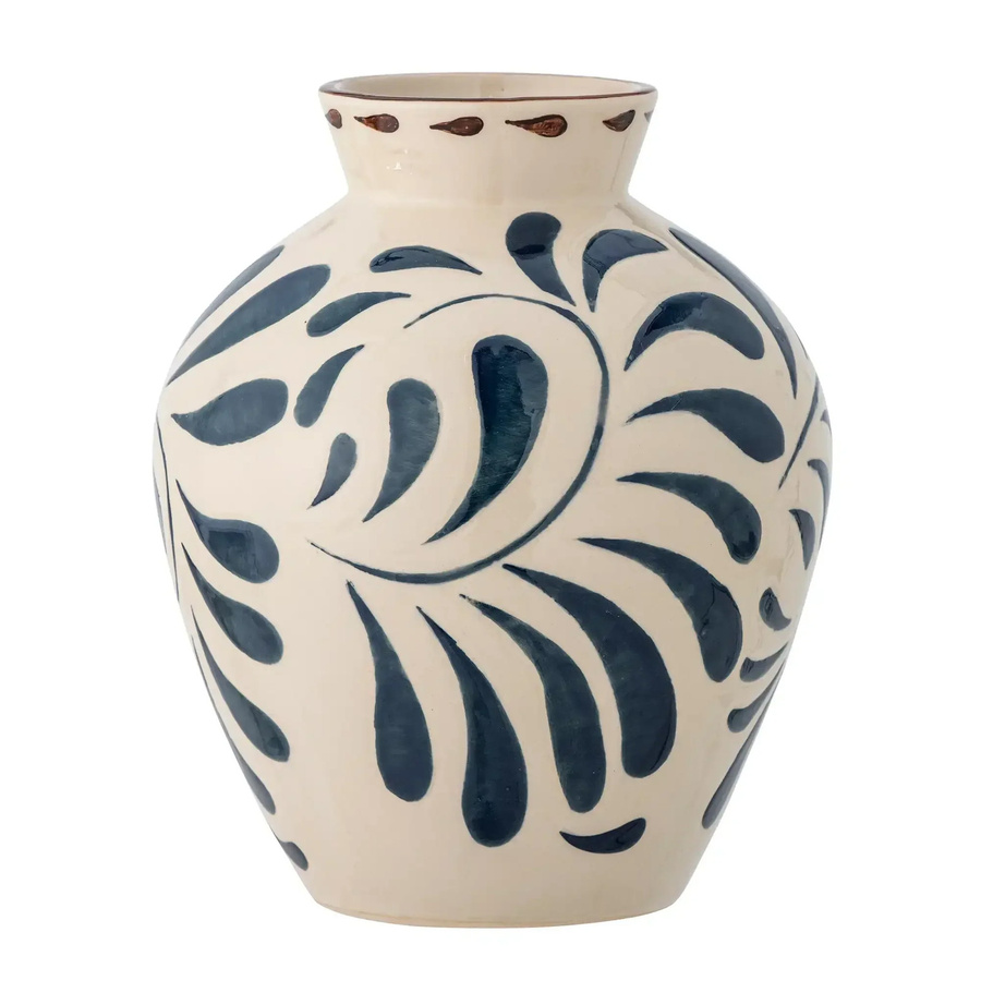 Bloomingville Keramikvase Heikki in Blau mit Reliefdesign im skandinavischen Stil, Höhe: 24 cm - Bild 1