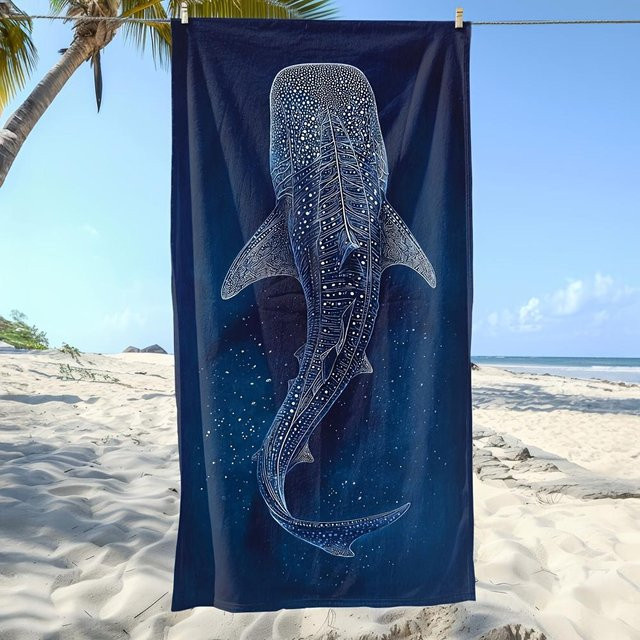 Strandtuch mit Wal-Print von JMG Household Supplies, blau, schnelltrocknend und saugfähig, B/H: 80 x 160 cm - Bild 1