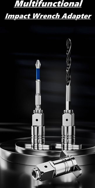 NIUXIANG Dual-Use Schlagschrauber Adapter Konverter von 1/2 Zoll Vierkant auf 1/4 Zoll Sechskant in Silber - Bild 1