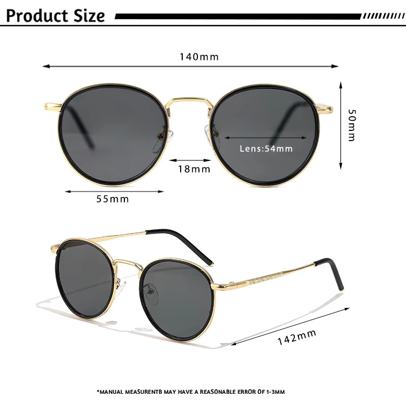 CATERSIDE Sonnenbrille, Rund, Vollrand, Metall, Gold, Unisex - Bild 3