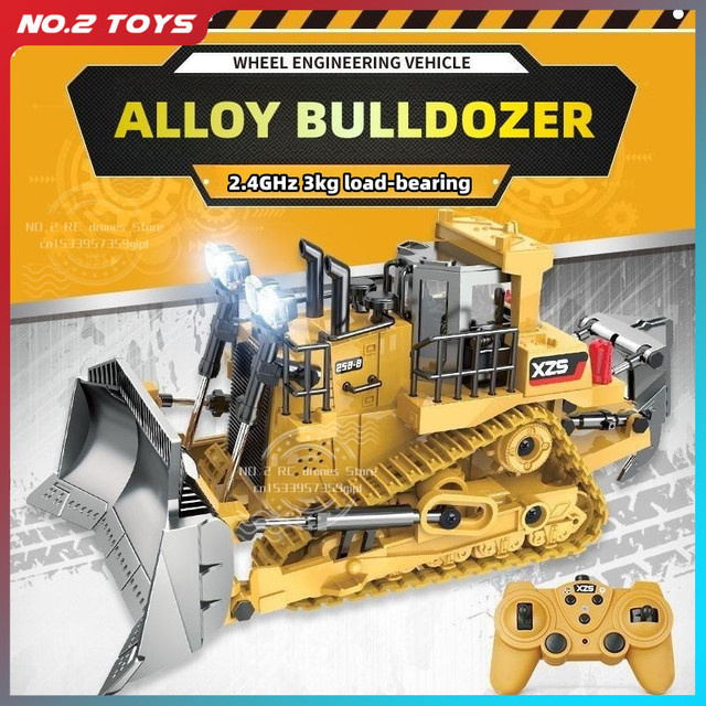 CONUSEA Ferngesteuerter Bulldozer im Maßstab 1:24 aus Metall und Kunststoff in Gelb mit Lichtfunktion - Bild 1