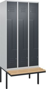 C+P Z-Spind Classic PLUS Sitzbank mit 6 Fächern und Zylinderschloss, Buche-Hartholz, B/T/H: 212 x 90 x 81,5 cm - Bild 1